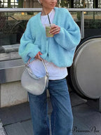 Soft V-neck Button-front Cardigan