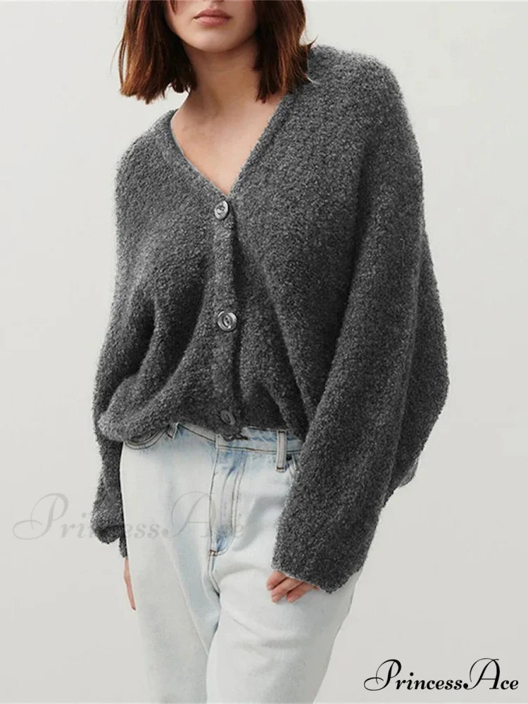 Soft V-neck Button-front Cardigan