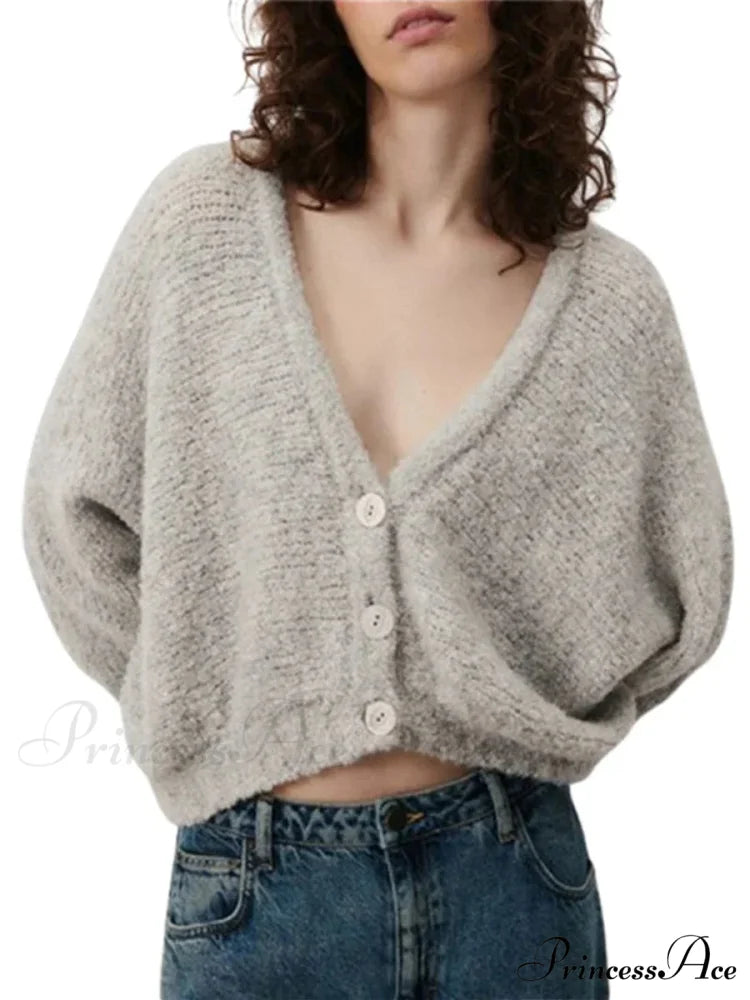 Soft V-neck Button-front Cardigan