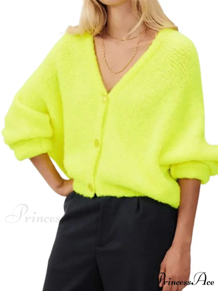 Soft V-neck Button-front Cardigan