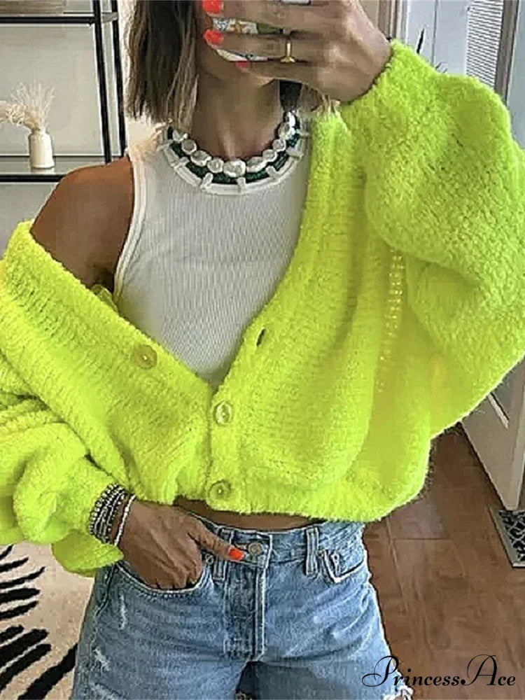 Soft V-Neck Button-Front Knit Cardigan