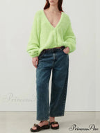 Soft V-Neck Button-Front Knit Cardigan