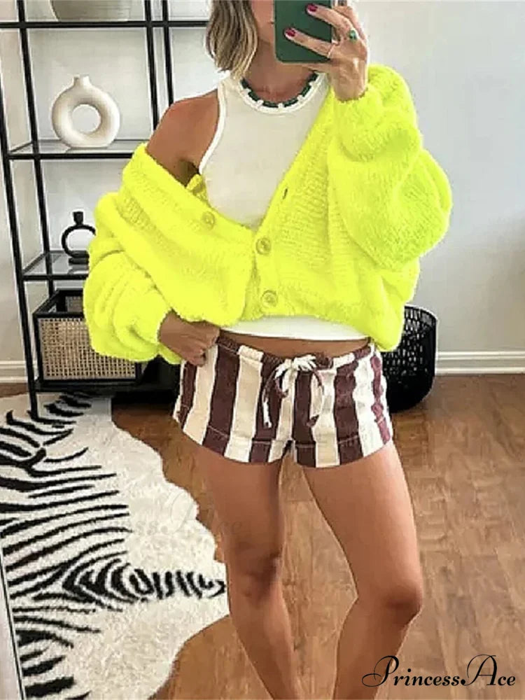 Soft V-Neck Button-Front Knit Cardigan