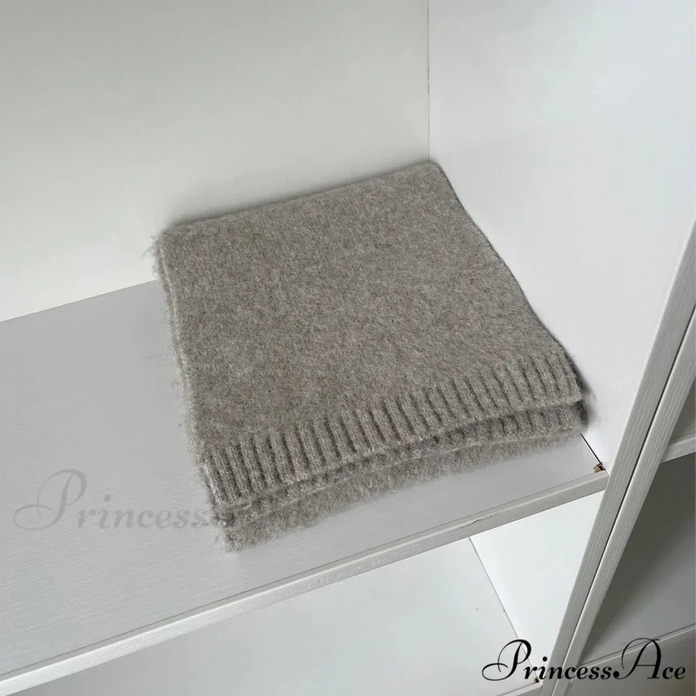 Soft Wool Blend Solid Color Winter Scarf