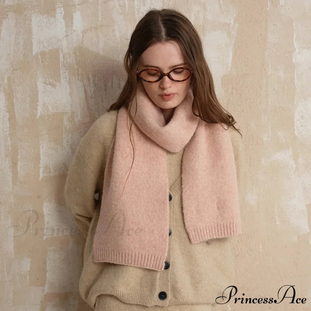 Soft Wool Blend Solid Color Winter Scarf