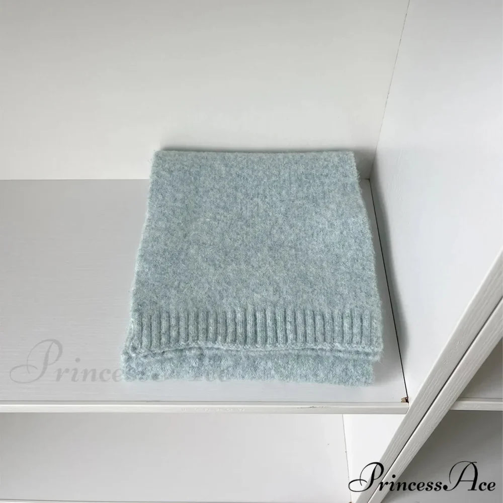 Soft Wool Blend Solid Color Winter Scarf