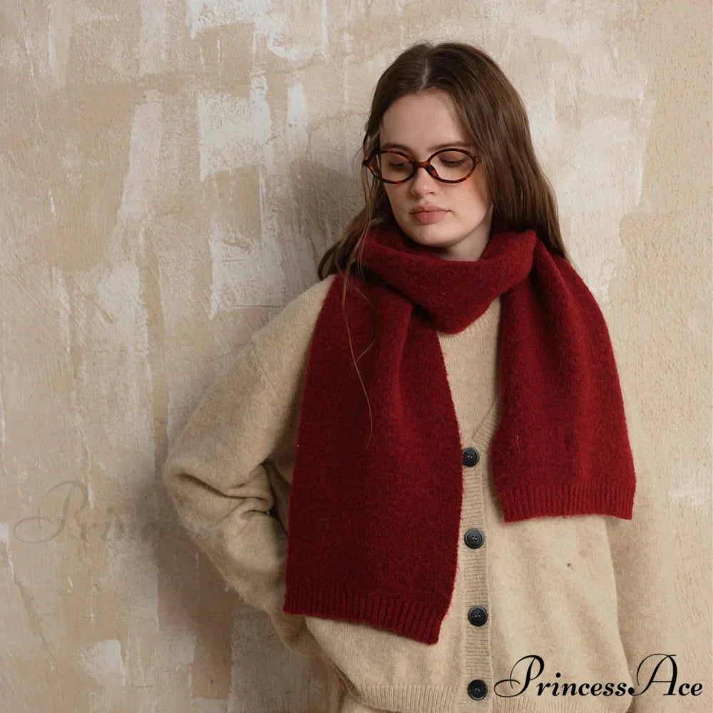 Soft Wool Blend Solid Color Winter Scarf