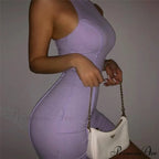 Soild Orange Sleeveless Sexy Bodycon Dress