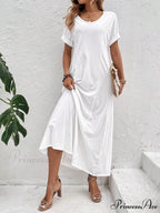 Solid Batwing Sleeve Tee Dress