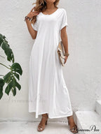Solid Batwing Sleeve Tee Dress