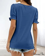Solid Boxy Neck T-shirt in Color