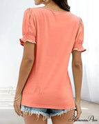 Solid Boxy Neck T-shirt in Color