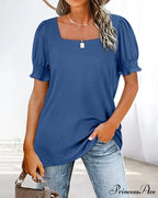 Solid Boxy Neck T-shirt in Color