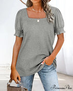 Solid Boxy Neck T-shirt in Color