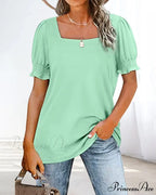 Solid Boxy Neck T-shirt in Color