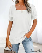 Solid Boxy Neck T-shirt in Color