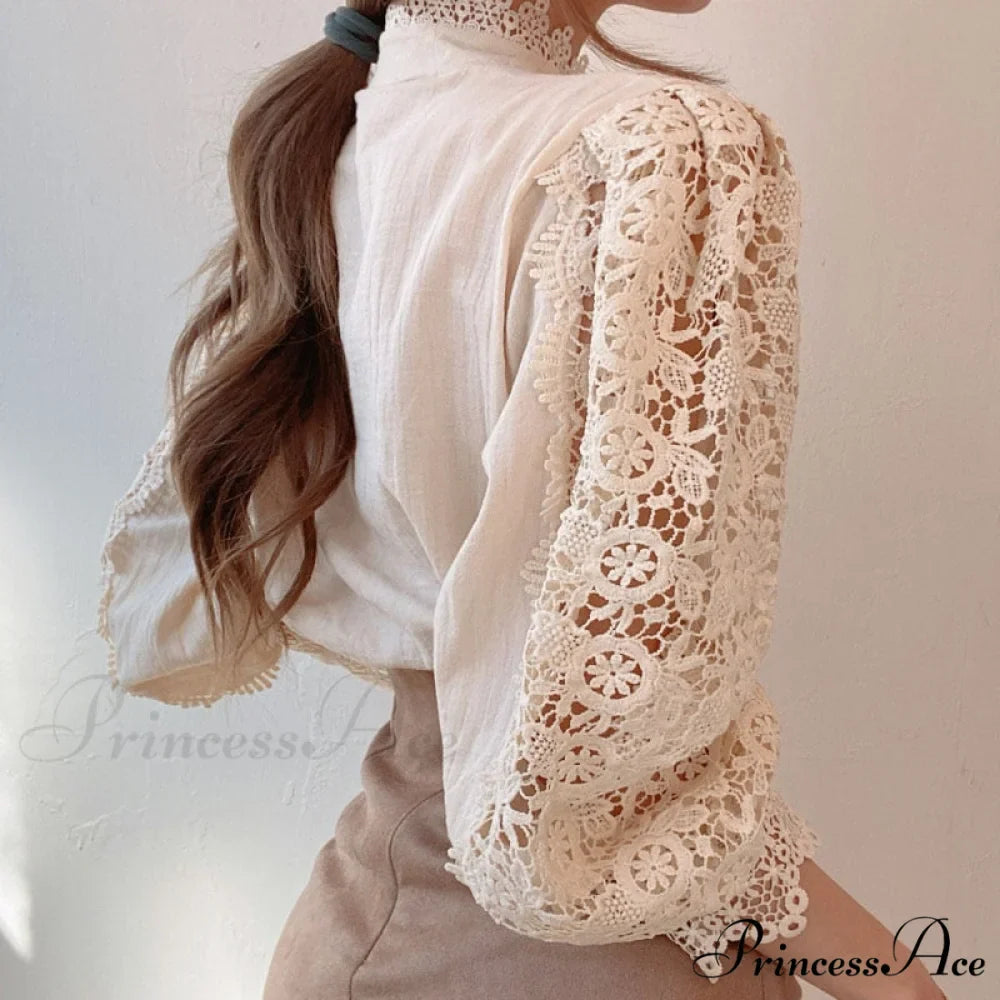 Solid Button Stand Collar Plus Size Blouse