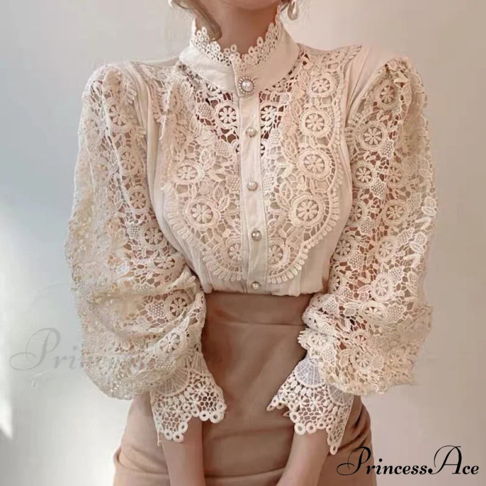 Solid Button Stand Collar Plus Size Blouse