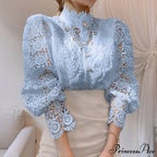 Solid Button Stand Collar Plus Size Blouse