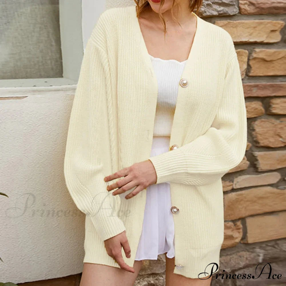 Solid Casual Cardigan Womens Cotton Sweaters