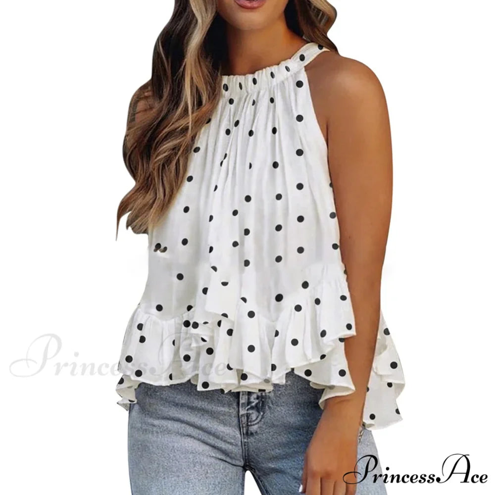 Solid Color Floral Polka Dot Blouses