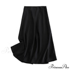 Solid Color High Quality Satin Midi Skirt