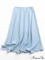 Solid Color High Quality Satin Midi Skirt