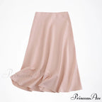 Solid Color High Quality Satin Midi Skirt