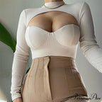 Solid Color Long Sleeve Hollow Blouse