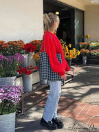 Solid Color Long Sleeve Red Knit Cardigan