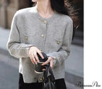 Solid Color Office Lady O-neck Cardigan