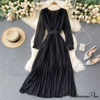 Solid Color Sexy Chiffon Pleated Dress