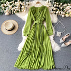 Solid Color Sexy Chiffon Pleated Dress