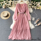 Solid Color Sexy Chiffon Pleated Dress