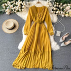 Solid Color Sexy Chiffon Pleated Dress