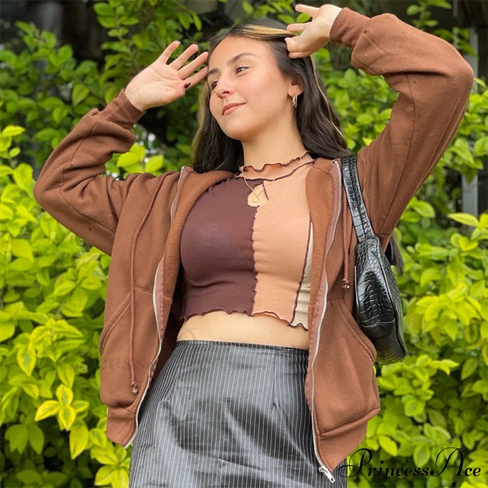 Solid Color Simple Zip-Up Coats