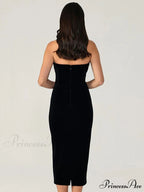 Solid Color Strapless Bodycon Party Dress