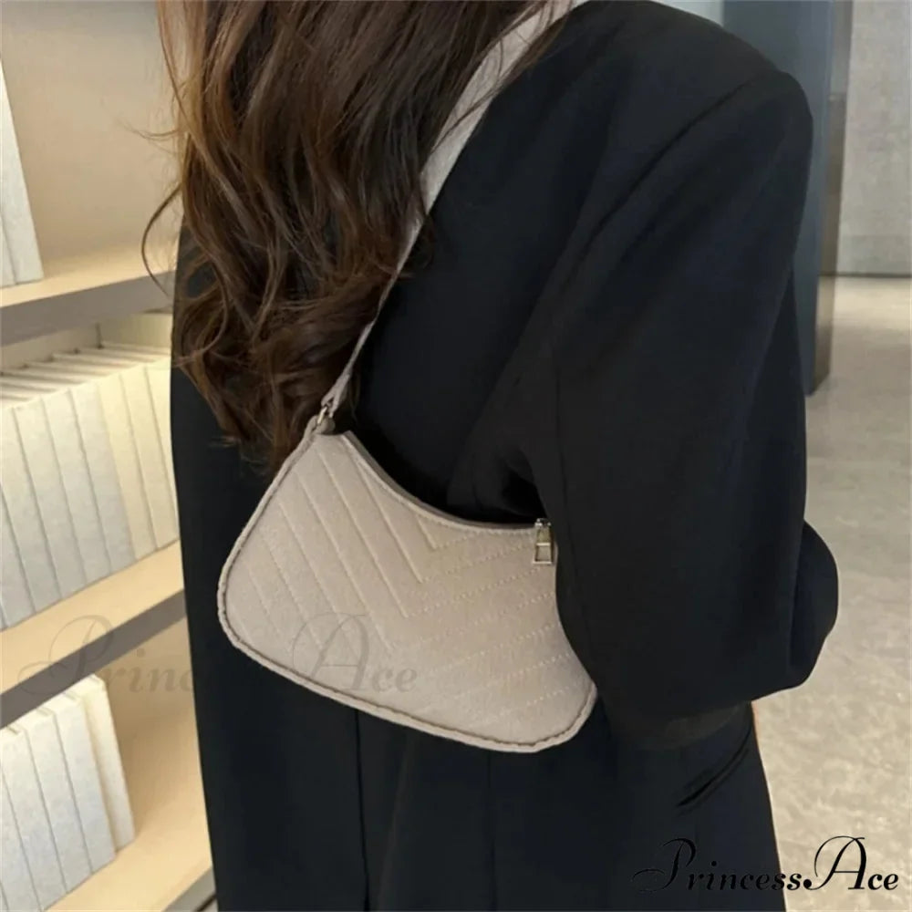 Solid Color Vintage Underarm Shoulder Bag
