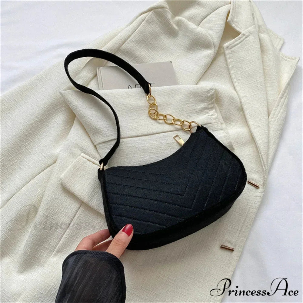 Solid Color Vintage Underarm Shoulder Bag