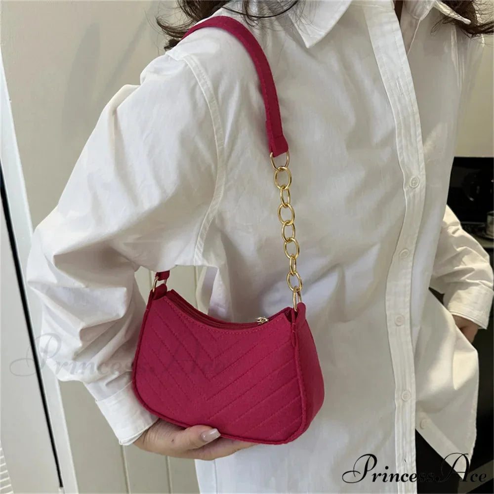 Solid Color Vintage Underarm Shoulder Bag