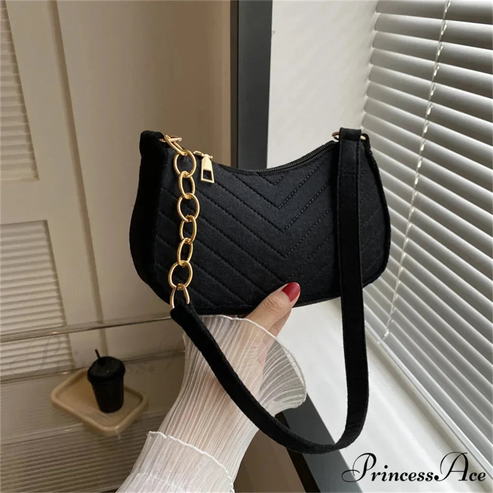 Solid Color Vintage Underarm Shoulder Bag