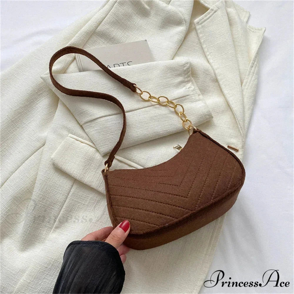 Solid Color Vintage Underarm Shoulder Bag