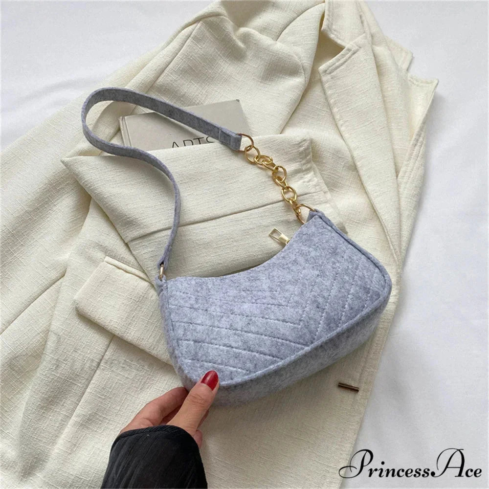 Solid Color Vintage Underarm Shoulder Bag