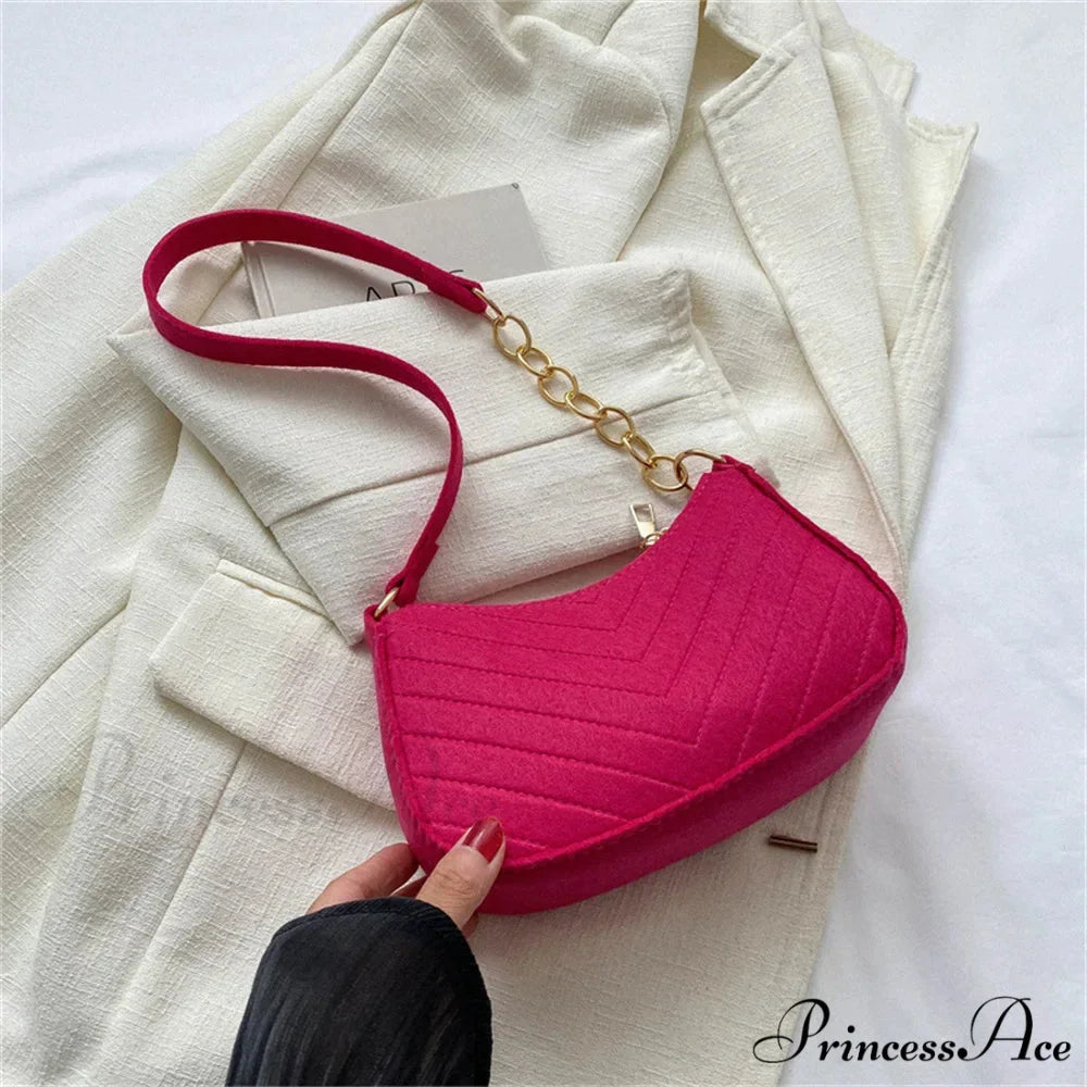 Solid Color Vintage Underarm Shoulder Bag