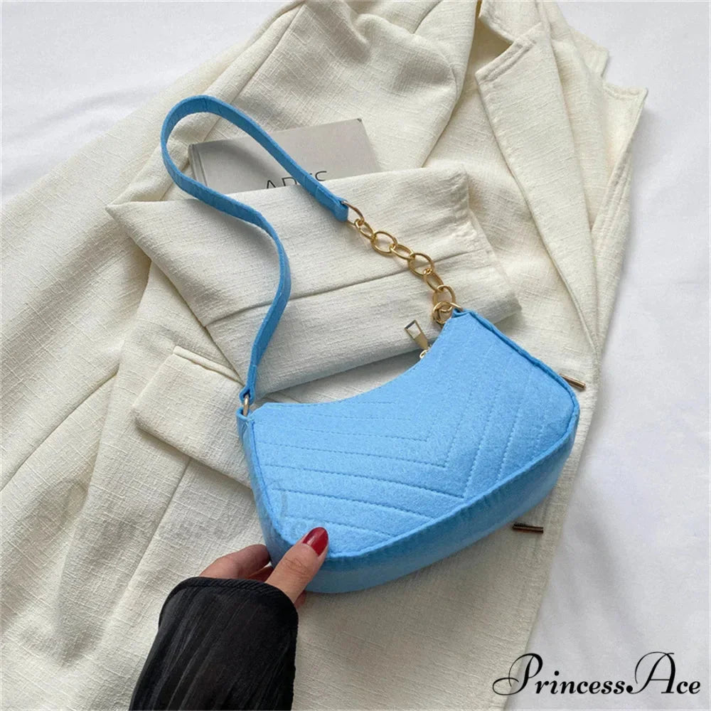 Solid Color Vintage Underarm Shoulder Bag