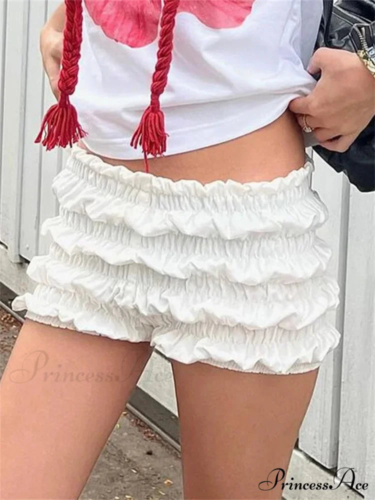 Solid Gathered Stretchy Waist Short