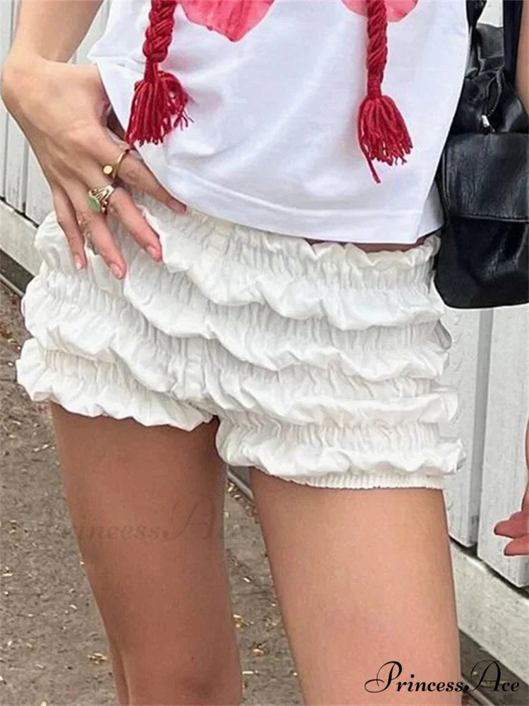 Solid Gathered Stretchy Waist Short