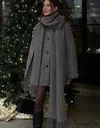 Solid Knitted Single Breasted Coat