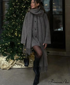 Solid Knitted Single Breasted Coat