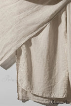 Solid Linen Midi Skirt with Pockets